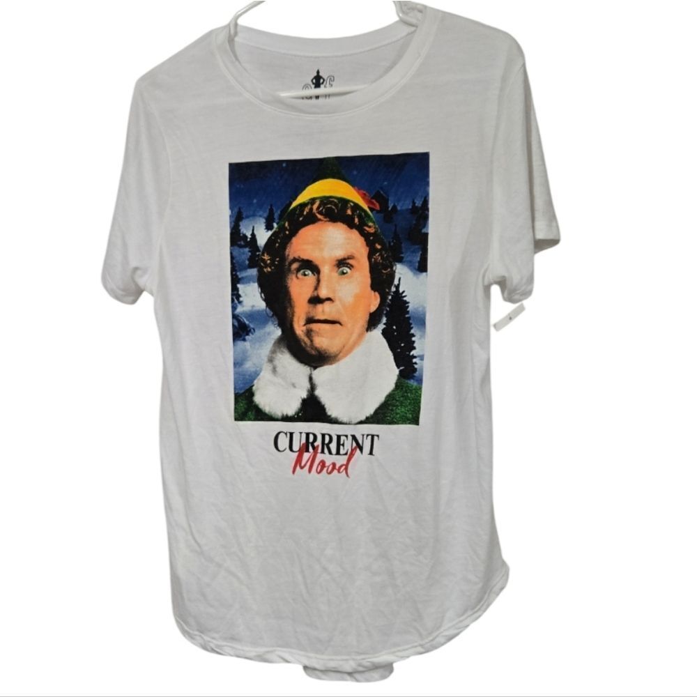 Buddy the Elf NWT Holiday Tee White Soft Jersey Knit Christmas Shirt Festive Top
